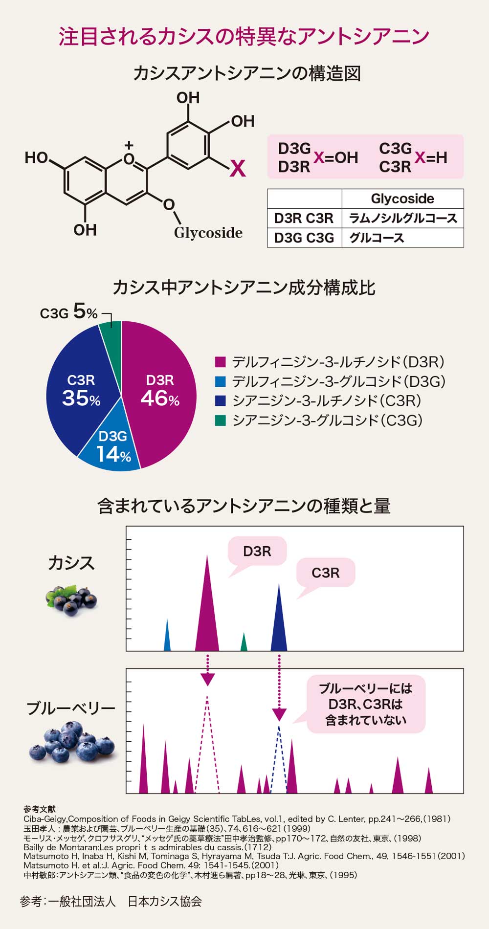 カシスのアントシアニン説明図